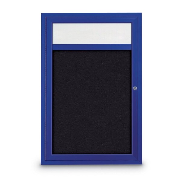 Slim Enclosed Corkboard, 30"x36", Satin Alum Frame/Amethyst
